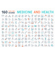 set flat line icons medicine and health vector image