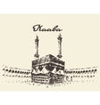 holy kaaba mecca saudi arabia muslim drawn sketch vector image