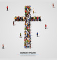 large group of people in the cross shape vector image