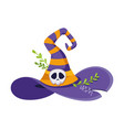 witch hat with skull and plants for halloween vector image