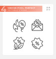 2d editable pixel perfect discounts icons set vector image vector image