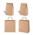brown shopping paper bag set isolated white vector image