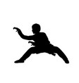 silhouette of man train martial arts dragon pose vector image