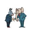 donkey shakes elephant hand democrats republicans vector image
