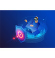 isometric protection network security and safe vector image