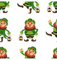 leprechaun cartoon character seamless pattern vector image vector image