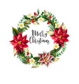 christmas wreath with slogan golden elements vector image
