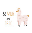 cute alpaca with funny lettering vector image vector image
