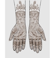 hands with henna tattoo vector image