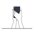 hands with smart phone isolated icon vector image