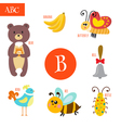 letter b cartoon alphabet for children bear bee vector image