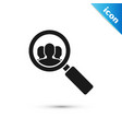 black magnifying glass for search a people icon vector image