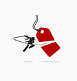 ninja cuts and slash a price tag into half vector image