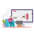 old people play video game senior vector image