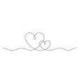 one continuous drawing of two hearts and love vector image