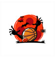 basketball halloween moon theme vector image