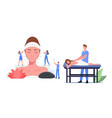 character applying acupuncture needle therapy vector image