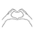 hands making heart sign sketch engraving vector image vector image