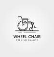 wheel chair line art logo simple minimalist vector image vector image
