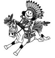 cartoon native indian boy on pony vector image