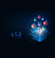 futuristic christmas open box with glowing low vector image
