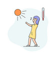 summer hot period concept woman weary from heat vector image