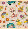 seamless pattern with retro groovy easter elements vector image vector image