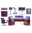 cartoon set of sound recording studio equipment vector image