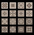 brown portuguese ceramic mosaic tile floral set vector image vector image