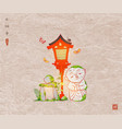 little buddha toro lantern and zen rock sculpture vector image