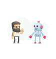 artist communicates with robot vector image