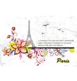 eiffel tower with floral and grunge vector image