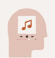 music or podcast listening in head vector image vector image