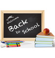 back to school with books and chalkboard vector image