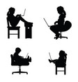 children silhouette sitting on chair with laptop vector image
