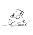 schoolgirl sitting and writing with pencil on book vector image