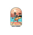 summer skull bring surfboard vector image