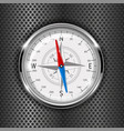 compass metal gauge on iron perforated background vector image vector image