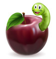 cute caterpillar apple vector image vector image