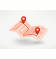 paper map with the way coordinates 3d vector image vector image
