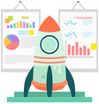 rocket on pedestal on background statistics vector image vector image