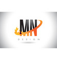 mn m n letter logo with fire flames design vector image