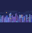 night urban building skyscrapers city panorama vector image vector image
