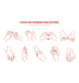 set linear holding hands gestures logo vector image vector image