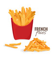 french fries potatoes in red paper carton package vector image