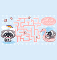 lets go swimming labyrinth with cartoon character vector image