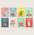travel animals card set hand drawn style vector image vector image