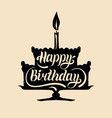 happy birthday cake with one candle hand vector image vector image