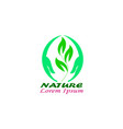 leaf and hand care nature icon vector image