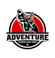 biker riding motorcycle logo vector image